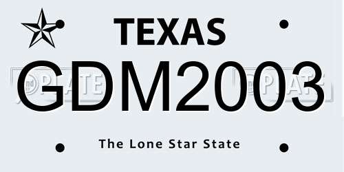 GDM2003 Texas License Plate