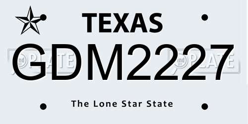 GDM2227 Texas License Plate