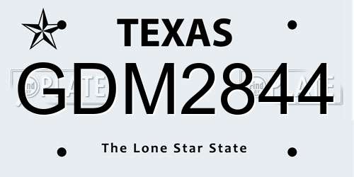 GDM2844 Texas License Plate