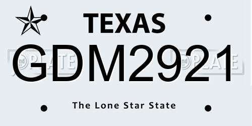 GDM2921 Texas License Plate