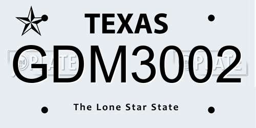 GDM3002 Texas License Plate