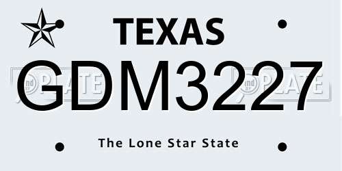 GDM3227 Texas License Plate