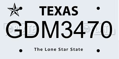 GDM3470 Texas License Plate