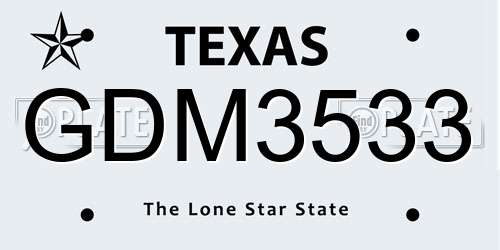 GDM3533 Texas License Plate
