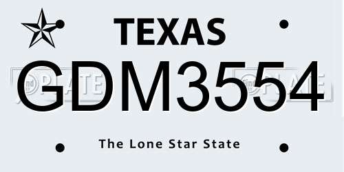 GDM3554 Texas License Plate