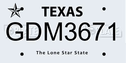 GDM3671 Texas License Plate