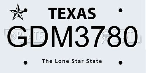GDM3780 Texas License Plate
