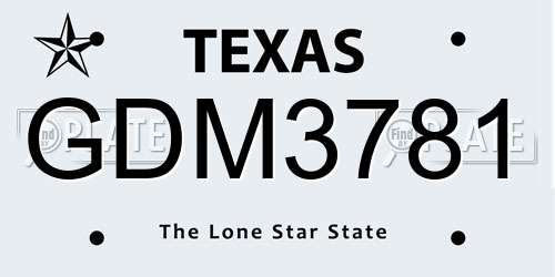 GDM3781 Texas License Plate