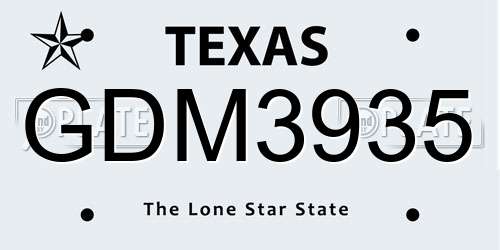 GDM3935 Texas License Plate