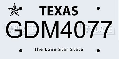GDM4077 Texas License Plate
