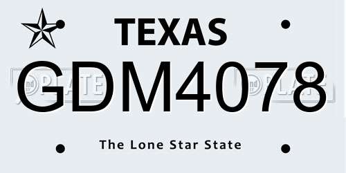 GDM4078 Texas License Plate