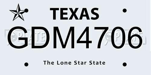GDM4706 Texas License Plate