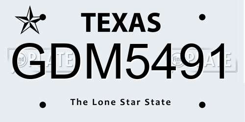GDM5491 Texas License Plate