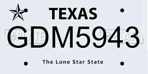 GDM5943 Texas License Plate