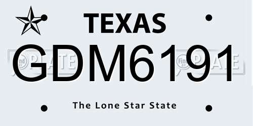 GDM6191 Texas License Plate