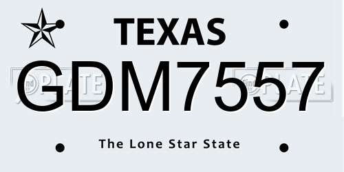 GDM7557 Texas License Plate