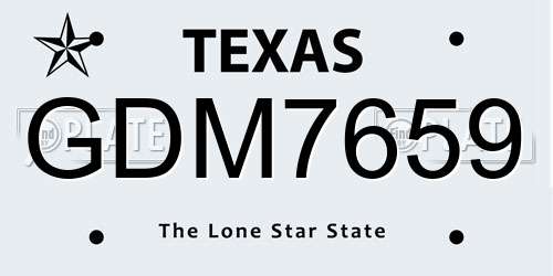 GDM7659 Texas License Plate