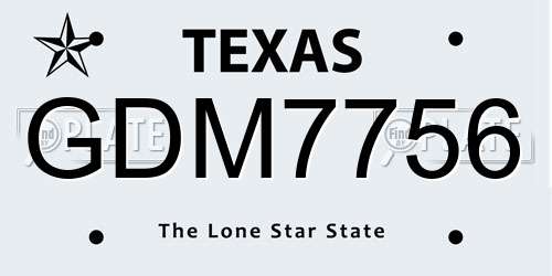 GDM7756 Texas License Plate