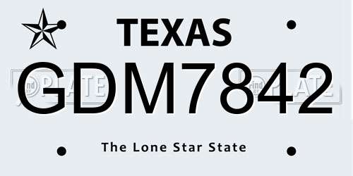 GDM7842 Texas License Plate