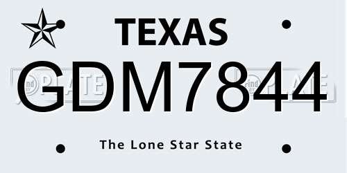 GDM7844 Texas License Plate