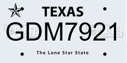 GDM7921 Texas License Plate