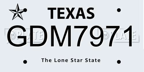 GDM7971 Texas License Plate