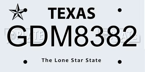 GDM8382 Texas License Plate