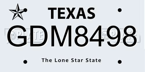 GDM8498 Texas License Plate