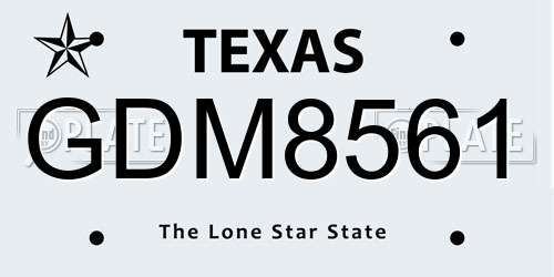 GDM8561 Texas License Plate