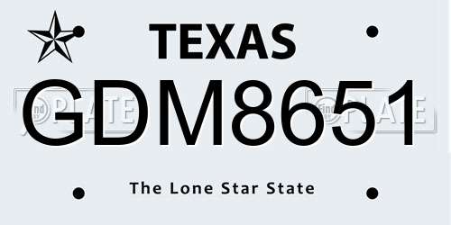 GDM8651 Texas License Plate