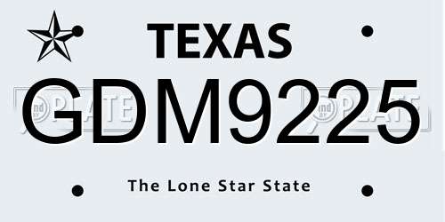 GDM9225 Texas License Plate