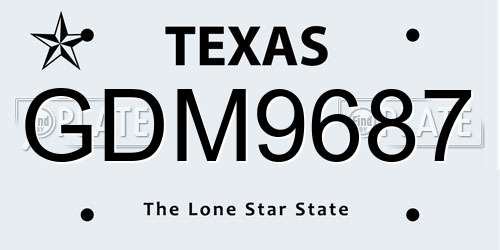 GDM9687 Texas License Plate