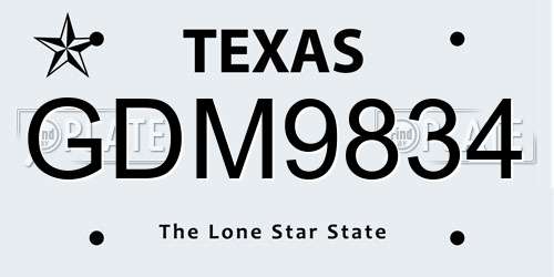 GDM9834 Texas License Plate