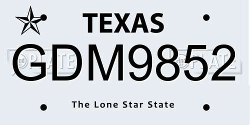 GDM9852 Texas License Plate