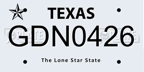 GDN0426 Texas License Plate