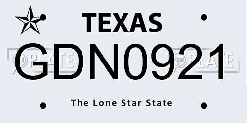GDN0921 Texas License Plate