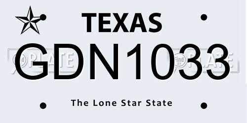GDN1033 Texas License Plate