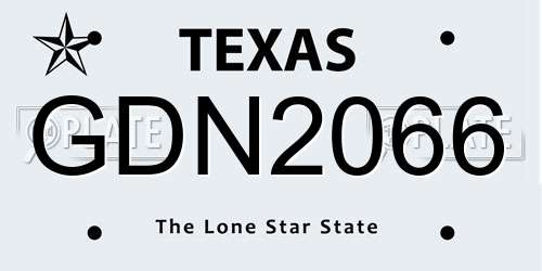 GDN2066 Texas License Plate