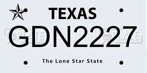 GDN2227 Texas License Plate