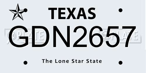 GDN2657 Texas License Plate