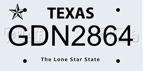 GDN2864 Texas License Plate