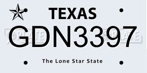 GDN3397 Texas License Plate