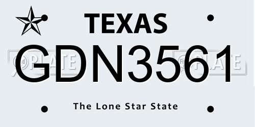 GDN3561 Texas License Plate