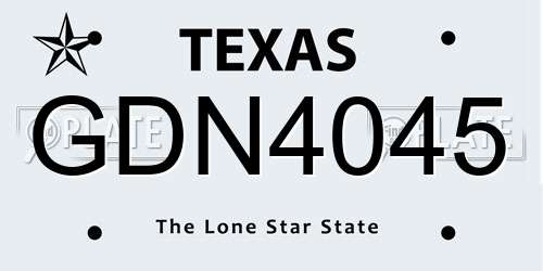 GDN4045 Texas License Plate