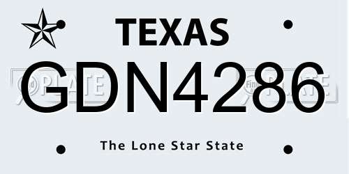 GDN4286 Texas License Plate