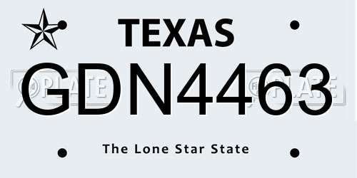 GDN4463 Texas License Plate