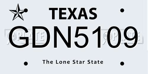 GDN5109 Texas License Plate