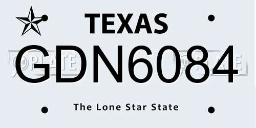 GDN6084 Texas License Plate