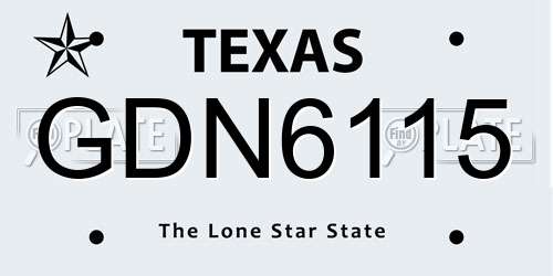 GDN6115 Texas License Plate