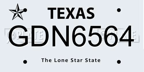 GDN6564 Texas License Plate
